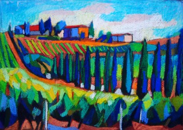 Painting titled "Landscapes of Tusca…" by Maja Djokic Mihajlovic, Original Artwork, Pastel