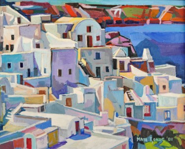 Painting titled "Santorini" by Maja Djokic Mihajlovic, Original Artwork, Oil