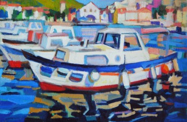 Pintura titulada "Old Boat , Hvar isl…" por Maja Djokic Mihajlovic, Obra de arte original, Oleo