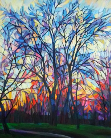 Peinture intitulée "SUNSET 1" par Maja Djokic Mihajlovic, Œuvre d'art originale, Huile