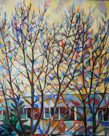 Painting titled "The treetops" by Maja Djokic Mihajlovic, Original Artwork, Oil