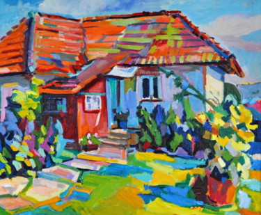 Peinture intitulée "Village house" par Maja Djokic Mihajlovic, Œuvre d'art originale, Huile