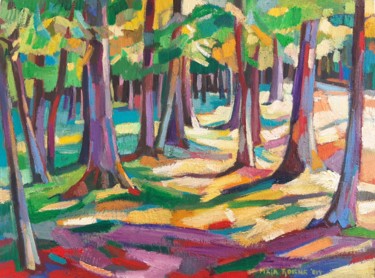 Peinture intitulée "The forest" par Maja Djokic Mihajlovic, Œuvre d'art originale, Huile