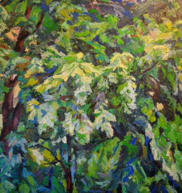 Painting titled "Green iii" by Maja Djokic Mihajlovic, Original Artwork, Oil