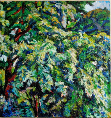 Painting titled "Green I" by Maja Djokic Mihajlovic, Original Artwork, Oil