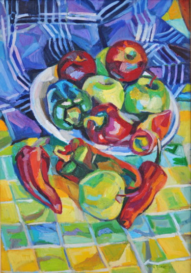 Painting titled "Still life with veg…" by Maja Djokic Mihajlovic, Original Artwork, Oil