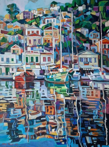 Schilderij getiteld "Symi" door Maja Djokic Mihajlovic, Origineel Kunstwerk, Olie