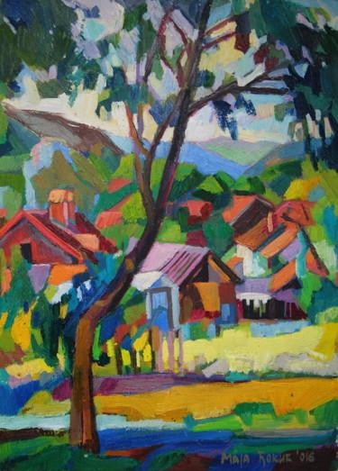 Painting titled "Mountainous village" by Maja Djokic Mihajlovic, Original Artwork, Oil