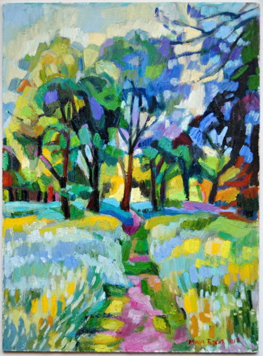 Pintura intitulada "LandscapeV" por Maja Djokic Mihajlovic, Obras de arte originais, Óleo