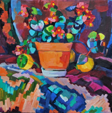Painting titled "Floral composition…" by Maja Djokic Mihajlovic, Original Artwork, Oil