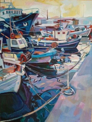 Картина под названием "In the port" - Maja Djokic Mihajlovic, Подлинное произведение искусства, Масло