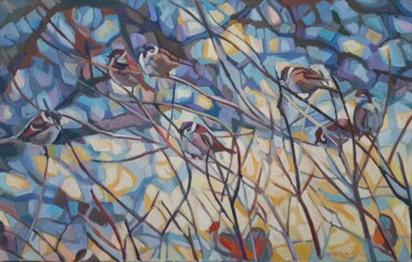 Pittura intitolato "Winter morning" da Maja Djokic Mihajlovic, Opera d'arte originale, Olio