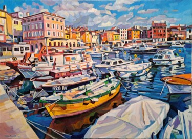 Painting titled "Winter day in Rovinj" by Maja Djokic Mihajlovic, Original Artwork, Oil