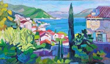 Pintura intitulada "View of Boka Kotors…" por Maja Djokic Mihajlovic, Obras de arte originais, Óleo