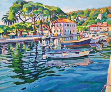 "Summer day in Jelsa" başlıklı Tablo Maja Djokic Mihajlovic tarafından, Orijinal sanat, Petrol