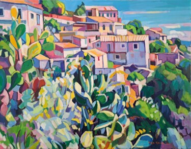 Painting titled "Sicilian rural land…" by Maja Djokic Mihajlovic, Original Artwork, Oil