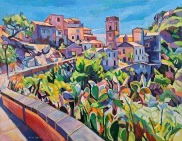 Peinture intitulée "Savoca, Sicily" par Maja Djokic Mihajlovic, Œuvre d'art originale, Huile