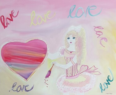 Painting titled "Give me Love" by Maja Flügel, Original Artwork, Acrylic Mounted on Wood Stretcher frame