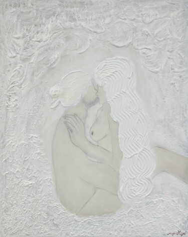 Malerei mit dem Titel "Liebesträume" von Maja Flügel, Original-Kunstwerk, Acryl Auf Keilrahmen aus Holz montiert