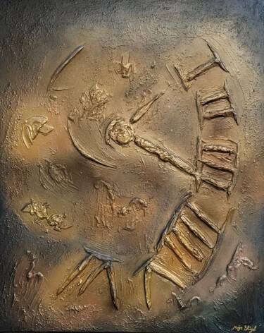 Malerei mit dem Titel "Die Uhr des Lebens" von Maja Flügel, Original-Kunstwerk, Acryl