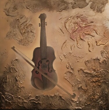 Painting titled "The Violin Song" by Maja Flügel, Original Artwork, Acrylic Mounted on Wood Stretcher frame