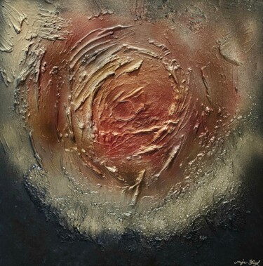 Painting titled "Blood Moon" by Maja Flügel, Original Artwork, Acrylic Mounted on Wood Stretcher frame
