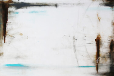 Malarstwo zatytułowany „White and siena I” autorstwa Pracownia Artystyczna Maja Gajewska, Oryginalna praca, Olej Zamontowany…