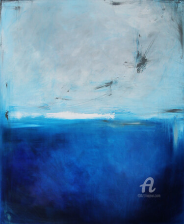 Malarstwo zatytułowany „Paris blue XII” autorstwa Pracownia Artystyczna Maja Gajewska, Oryginalna praca, Olej Zamontowany na…