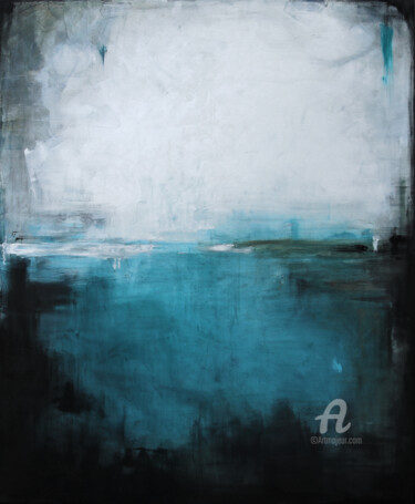 Peinture intitulée "Dark turquoise I" par Pracownia Artystyczna Maja Gajewska, Œuvre d'art originale, Huile Monté sur Pannea…