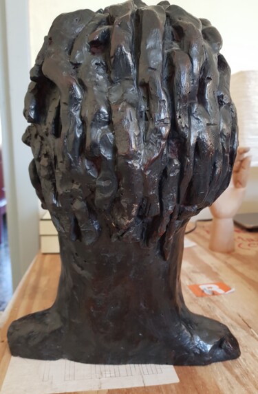 Sculpture intitulée "head back view" par Majd, Œuvre d'art originale, Plâtre