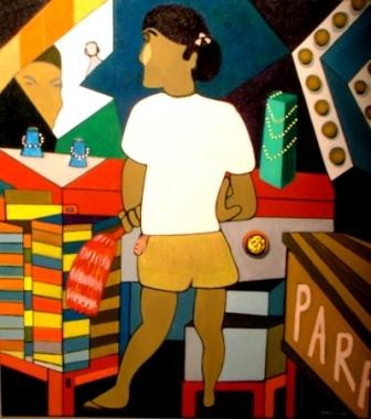 Pintura intitulada "A Vendedora No Eepe…" por Sérgio Pinheiro, Obras de arte originais