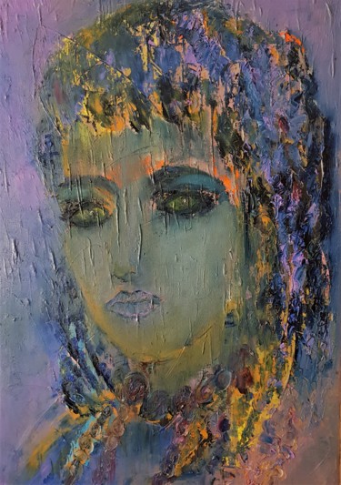 JEUNE FILLE BERBERE Painting titled "JEUNE FILLE BERBERE" by Abdelmajid Ouriad, Original Art, Oil