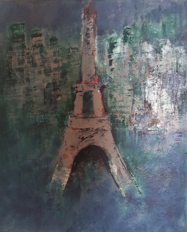LA TOUR EIFFEL Painting titled "LA TOUR EIFFEL" by Abdelmajid Ouriad, Original Art, Acrylic
