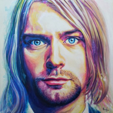 Painting titled "Kurt Cobain" by Thomas Hornof, Original Artwork, Acrylic