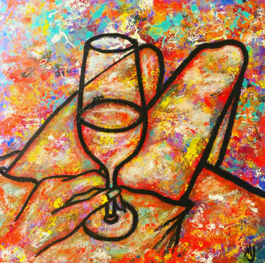 Painting titled "Cava" by Majo Portilla, Original Artwork, Acrylic Mounted on Wood Stretcher frame