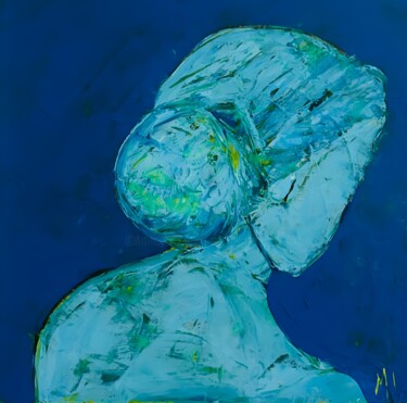 Pintura intitulada "Lady in Blue" por Majo Portilla, Obras de arte originais, Acrílico Montado em Armação em madeira