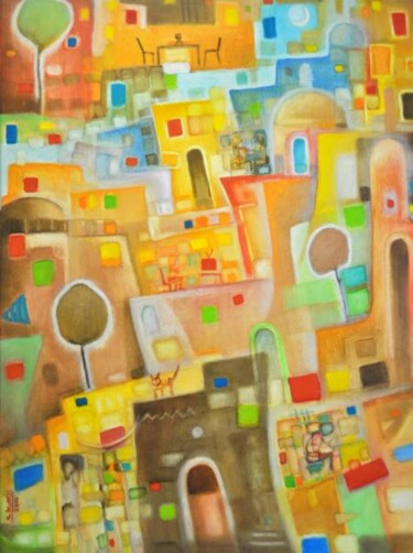 Peinture intitulée "NIGHT FROM BAGHDAD" par Mak, Œuvre d'art originale, Huile