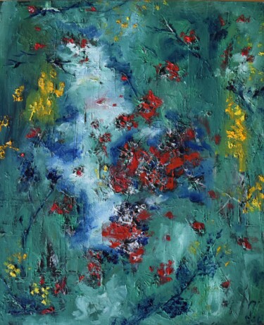 Malerei mit dem Titel "Breathe of Green" von Maka Kvartskhava (Stillwhite), Original-Kunstwerk, Öl