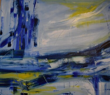 Schilderij getiteld "Blue & Yellow" door Maka Kvartskhava (Stillwhite), Origineel Kunstwerk, Olie