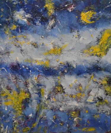 Peinture intitulée "Reflection of Blue…" par Maka Kvartskhava (Stillwhite), Œuvre d'art originale, Huile