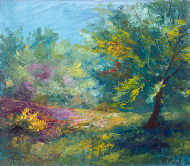 Картина под названием "Цветочный ковер" - Lana Makarchenko, Подлинное произведение искусства, Масло