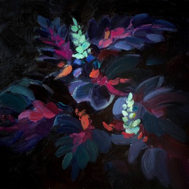 Картина под названием "Night flowers" - Tanya Muna, Подлинное произведение искусства, Масло
