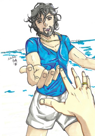 Viens! Disegno intitolato "Viens!" da Willy Hervy, Opera d'arte originale, Pennarello