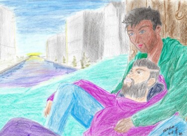 Détente à l'aube Drawing titled "Détente à l'aube" by Willy Hervy, Original Art, Pencil