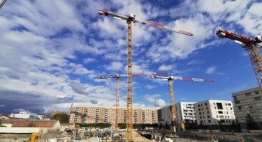 Fotografia zatytułowany „Construction en cou…” autorstwa Willy Hervy, Oryginalna praca, Fotografia cyfrowa