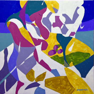 Картина под названием "Lady in the Sun" - Makiwa Mutomba, Подлинное произведение искусства, Акрил Установлен на Деревянная р…
