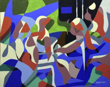Pittura intitolato "Out in the Park" da Makiwa Mutomba, Opera d'arte originale, Acrilico Montato su Telaio per barella in le…