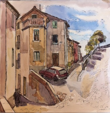 Картина под названием "Итальянская улица" - Екатерина Маклашина, Подлинное произведение искусства, Акварель
