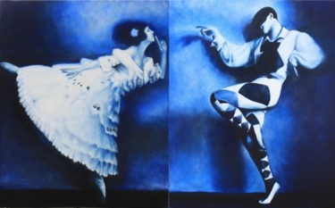 「Duo Colombine et Ar…」というタイトルの絵画 Makovkaによって, オリジナルのアートワーク, オイル ウッドストレッチャーフレームにマウント