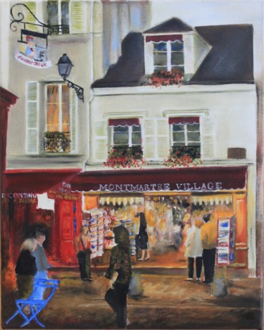 Peinture intitulée "montmartre village" par Makovka, Œuvre d'art originale, Huile